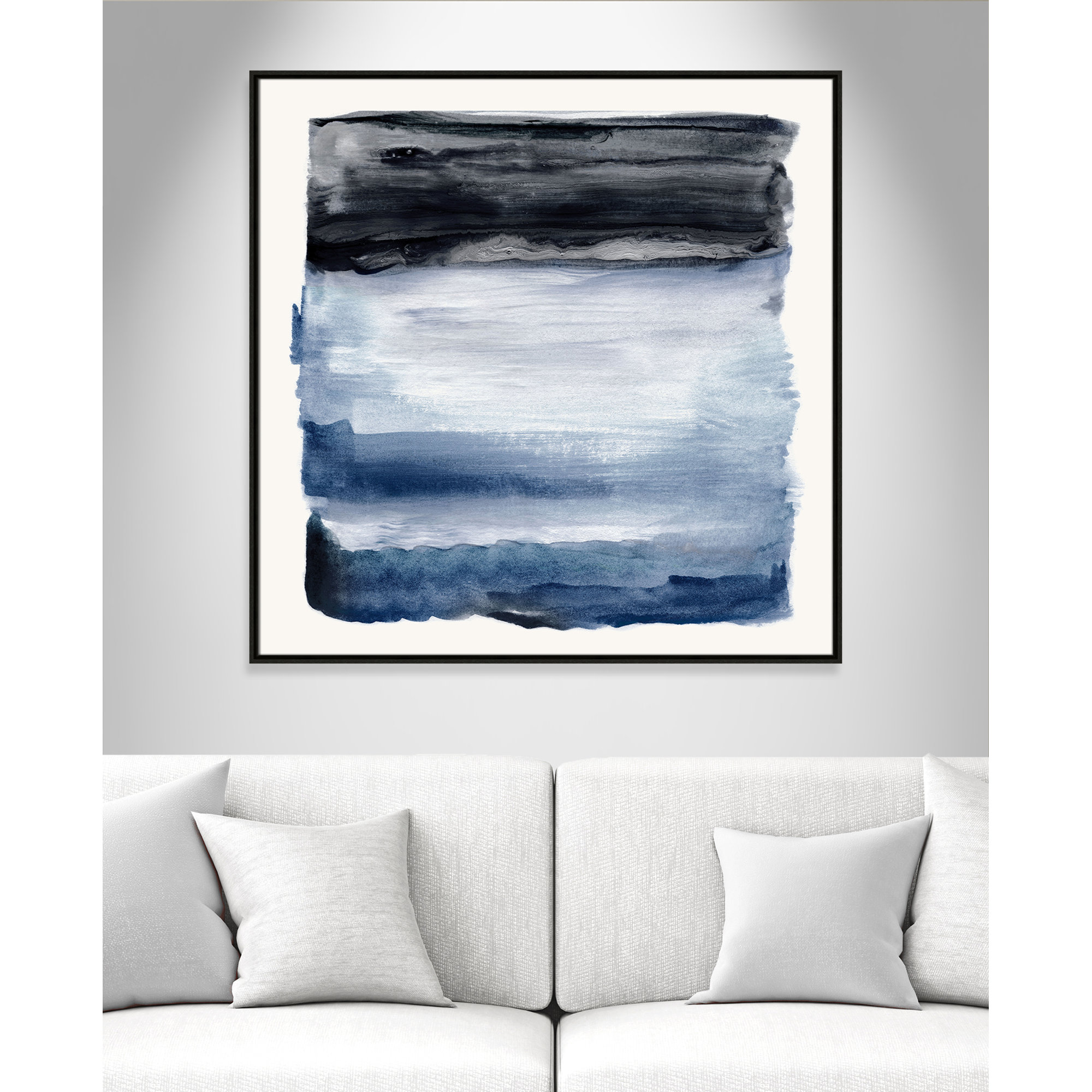Navy Sky I Print by Nan, 41.5" H x 41.5" W, Espresso