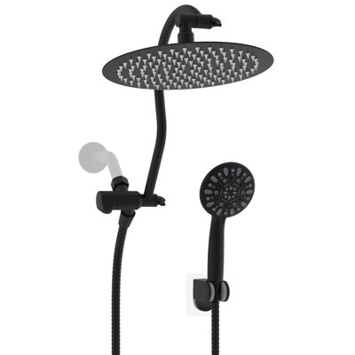 All Metal Round 10 Inch High Pressure Rainfall Shower Head with Handheld Shower Combo