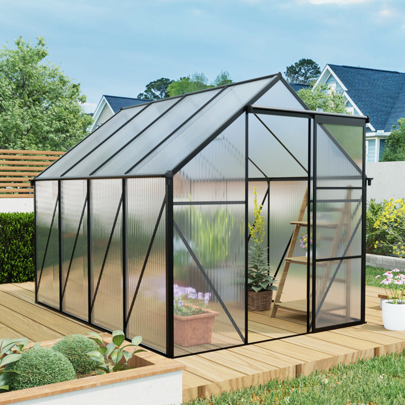 6x8 Polycarbonate Greenhouse For Outdoor Backyard Black