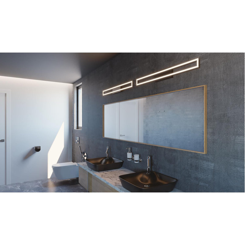Zola Black Steel LED Vanity Light with White Acrylic Lens, 13.77 in