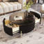 Table basse ronde moderne avec 2 grands tiroirs de rangement, table d'appoint et table basse