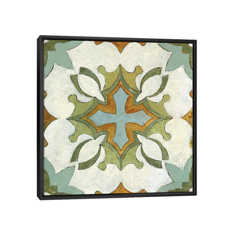 Tuile de l'Ancien Monde, Toile avec cadre noir, H 26 po x l 26 po x P 1,5 po, Aucun mat