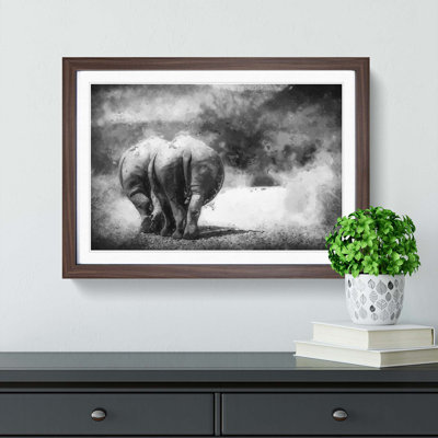 Walking Rhinos in Abstract - Picture Frame Graphic Art Print