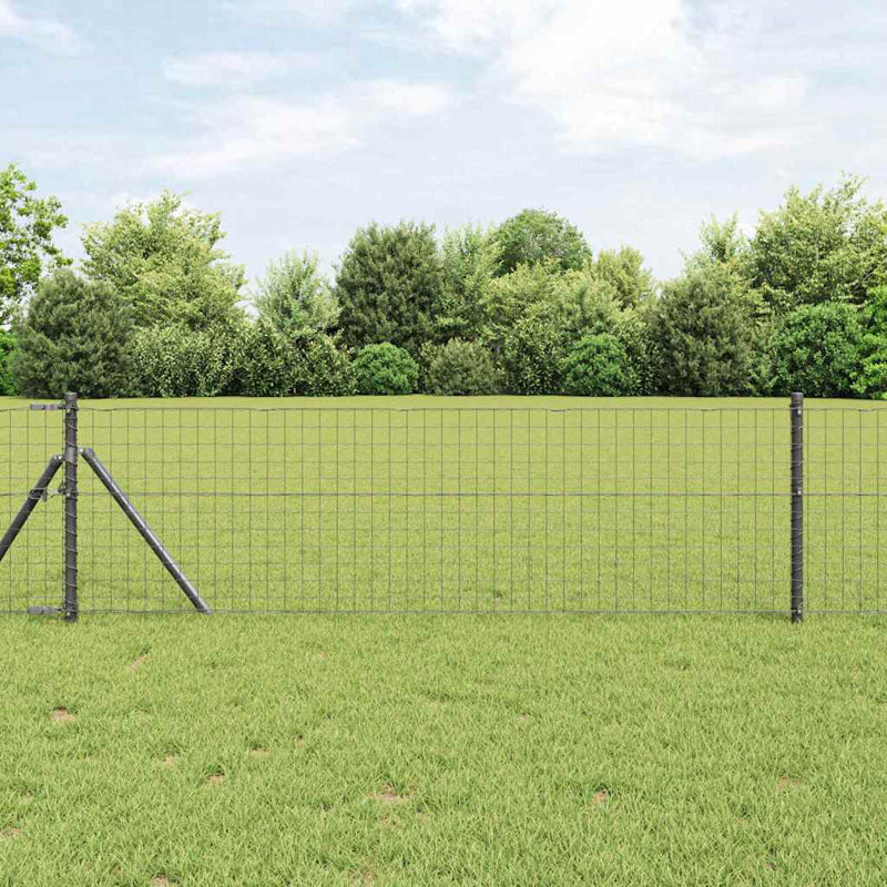 Fence Posts 12 Pcs Powder-Coated Steel, 70cm H x 3.2cm W x 3.2cm D, Grey