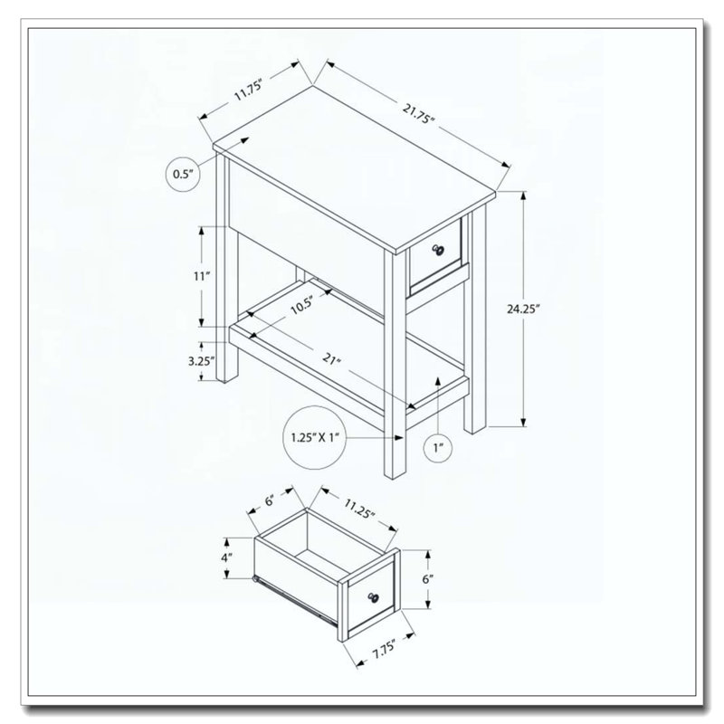 Storage Nightstand,End Table
