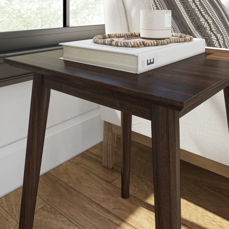 Leaford Solid Wood End Table, 24" H x 20.25" W x 20.25" D, Walnut