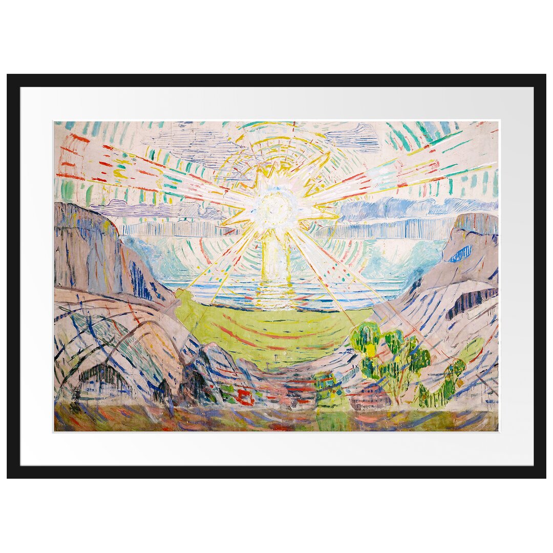 Gerahmter Grafikdruck The Sun von Edvard Munch