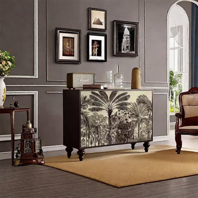 Two Door Walnut Frame Cabinet