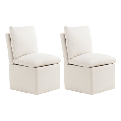 Armless Rolling Dining Chair With Hidden Casters For Living Room, Bedroom