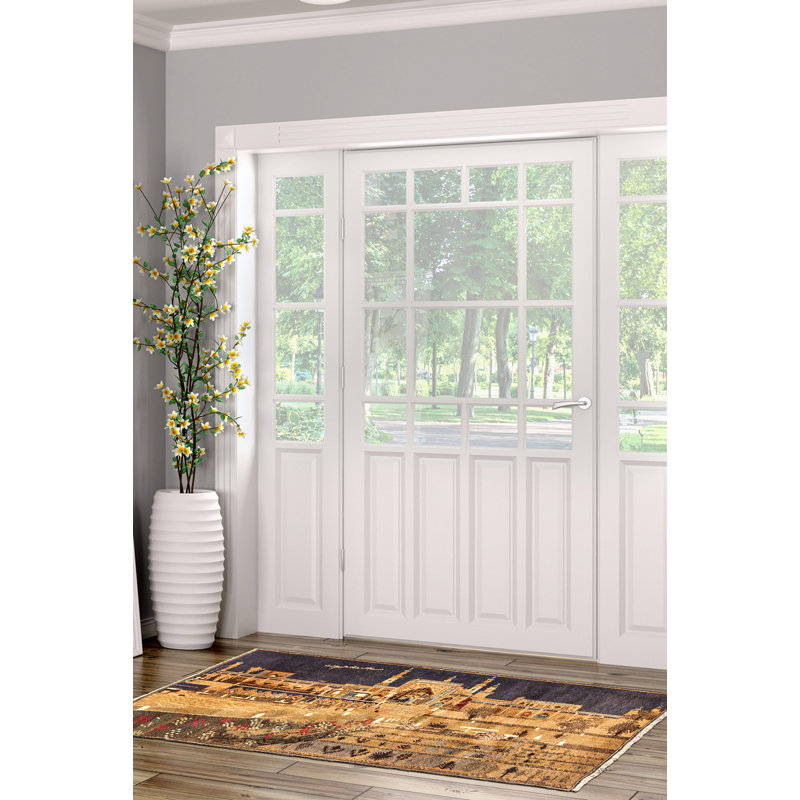 Tapis brun Teimani 2 pi 8 po x 4 pi 8 po