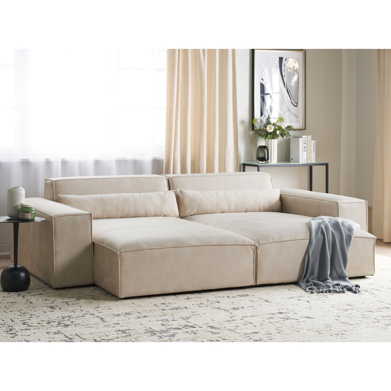 Netanya Upholstered Chaise Lounge, Beige Velvet , Right Hand Facing
