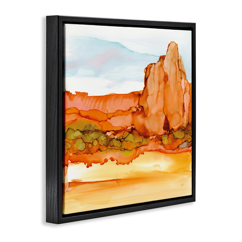 Cadre flottant Earthy Desertscape Illusion, design par Chris Paschke, Cadre flottant noir de jais, H 18 po x l 18 po