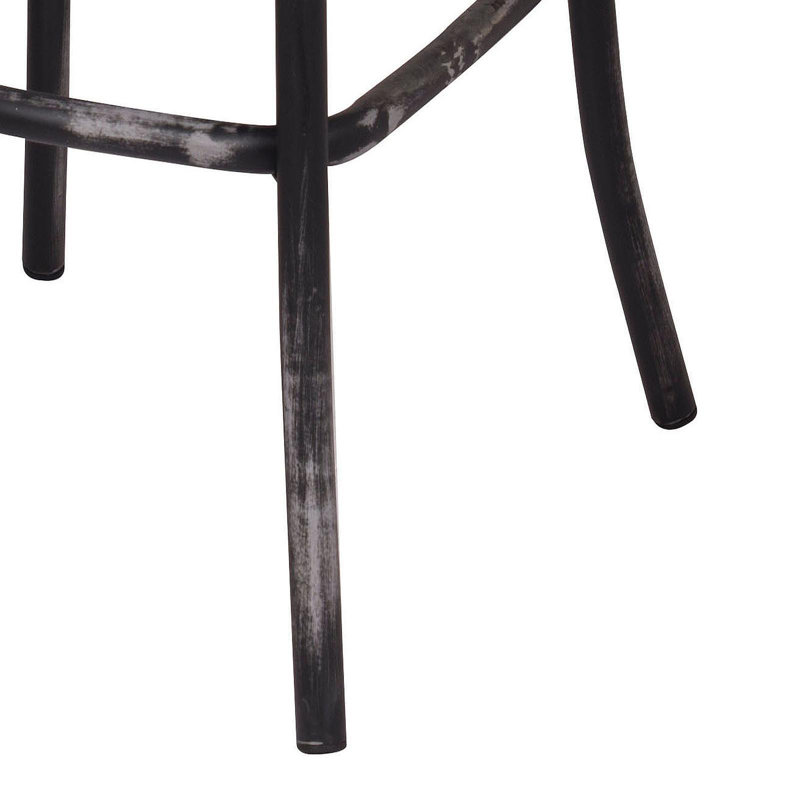 Tabouret de bar noir et chêne antique à dossier croisé, Noir