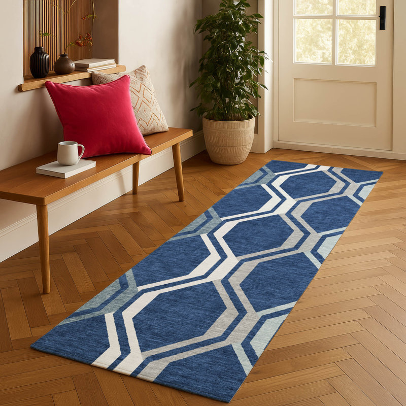 Machine Washable Indoor/Outdoor Hashlamoun ACN2326 Mid-Century Modern Rug, Runner 2'3" x 7'6"