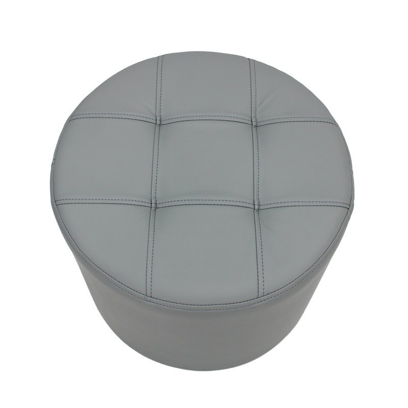Faux Leather Ottoman, Gray Faux Leather