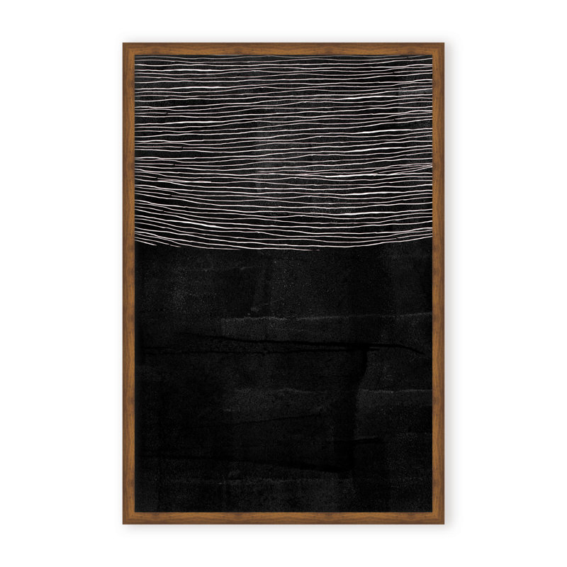Abstract Blackened Line by - Picture Frame Painting on Paper, 24" H x 16" W x 1.125" D, Framed Matted Print, Black