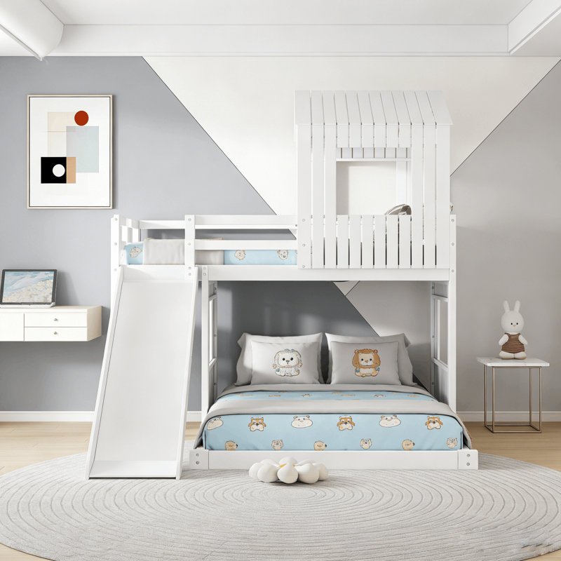 Northwood Twin over Full L Shape House Bunk Bed by Harper Orchard, Twin over Full, White
