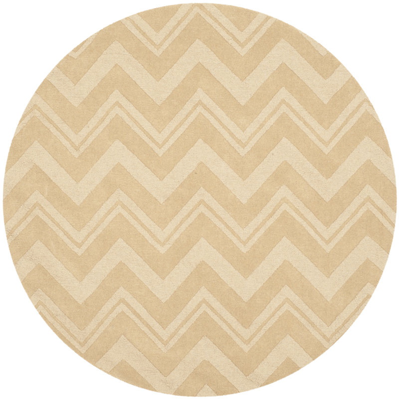 Nishi Hand Loomed Wool Chevron Rug, Round 5'