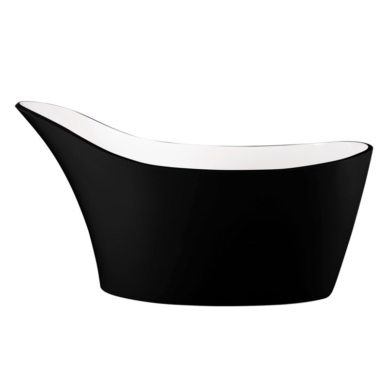 Amalfi 64-1/4" x 31-1/4" Freestanding Soaking Bathtub in Volcanic Limestone™ with No Overflow Hole, Matte White