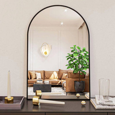 Miroir d'appoint à cadre en métal, miroir arqué Bathrrom pour mur