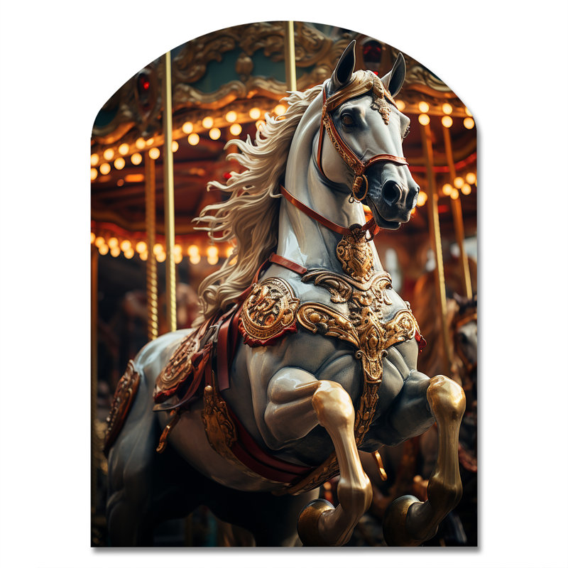 Carousel - Carousel Arch Shape Irregular Metal Wall Decor, 34" H x 25" W
