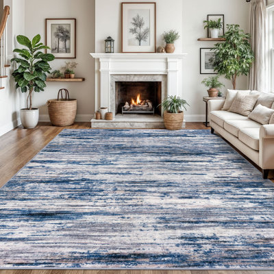 Modern Abstract Area Rugs 9x12 Washable Rug for Living Room Large Soft Thin Bedroom Rug with Rubber Backing 
