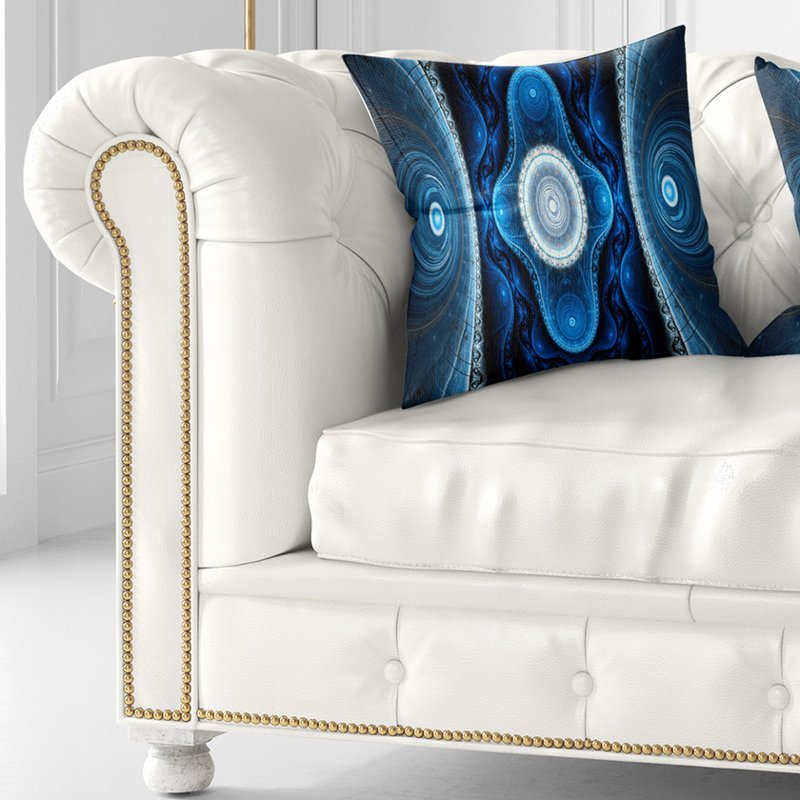 Cabalistic Fractal Design - Coussin imprimé abstrait, 16 po x 1 po, Coussin décoratif, Bleu