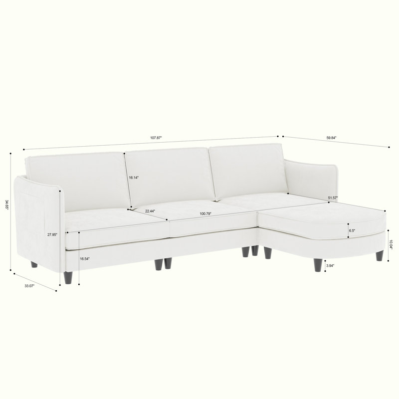 Canapés en L avec repose-pieds mobile, Beige