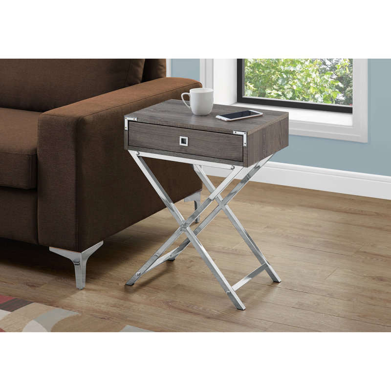 Table d'appoint moderne avec finition taupe et pieds en métal