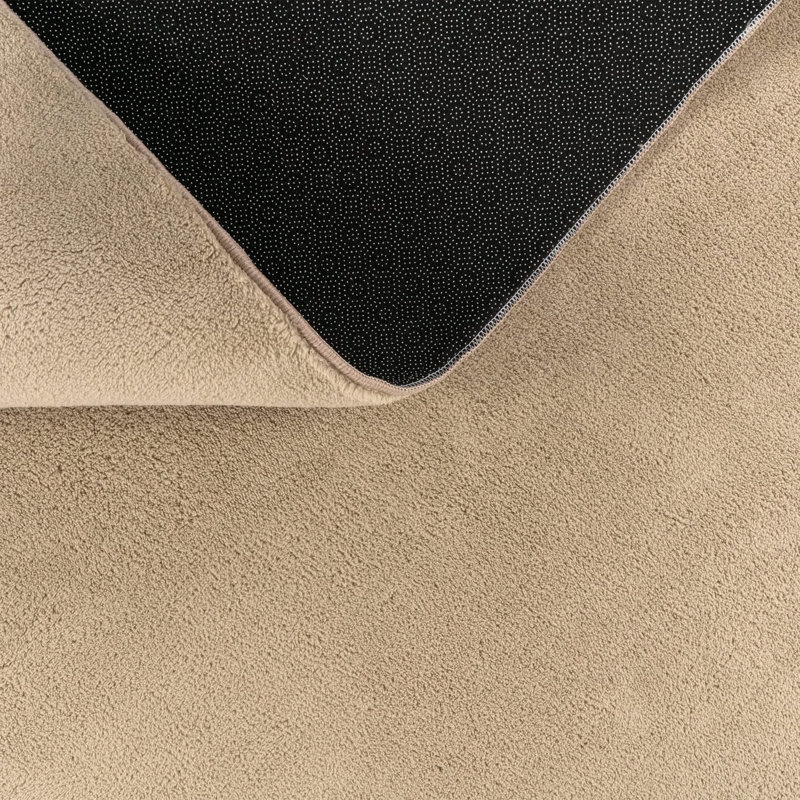 Tapis doux, doux, à poils courts, antidérapant, de couleur unie, lavable, Beige, Rectangle 2 pi x 3 pi 3 po