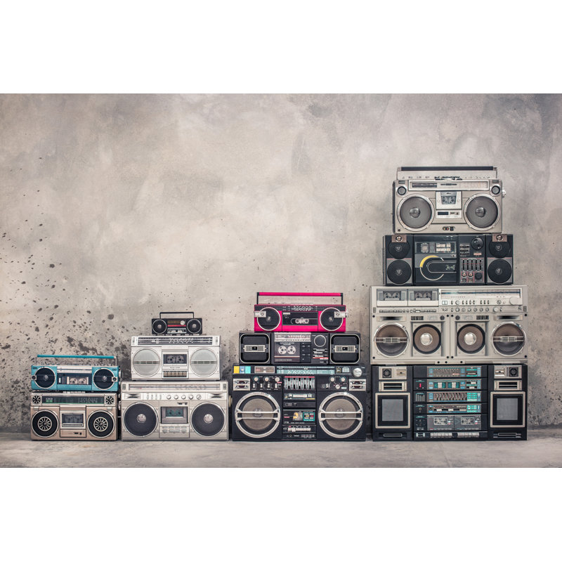 Retro Ghetto Blaster by BrAt_PiKaChU - Wrapped Canvas Print, 81cm H x 122cm W x 3.8cm D