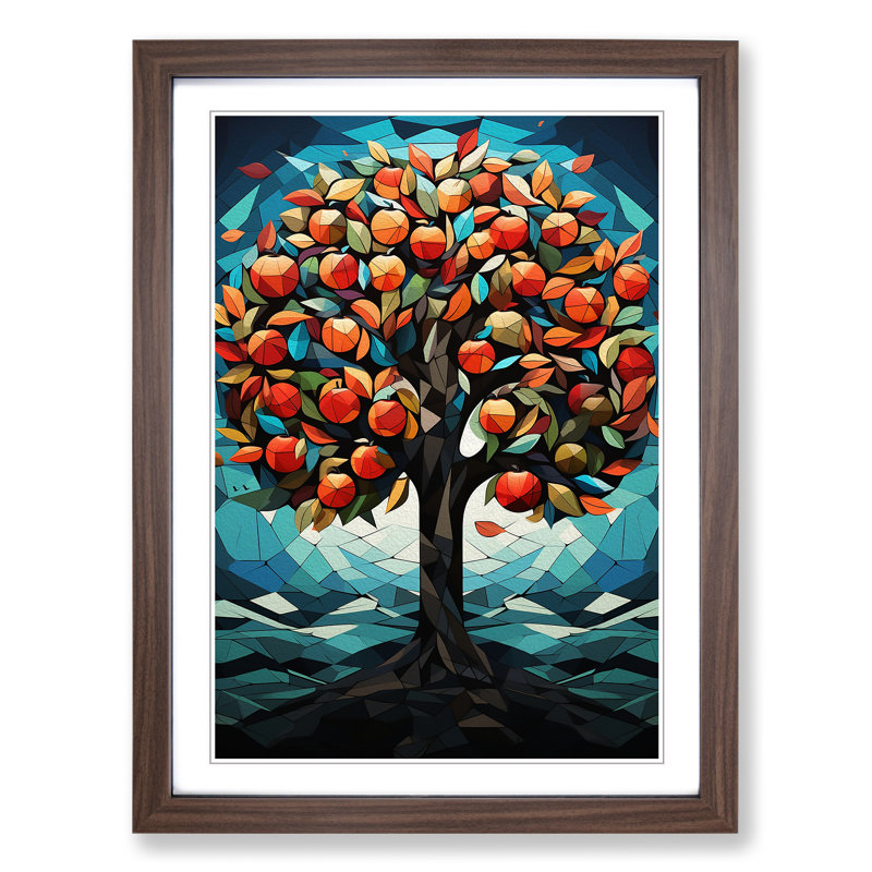 Single Picture Frame Print on Wood, 64cm H x 46cm W, Walnut Framed