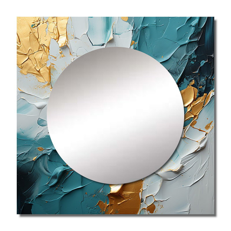 «Morning Glory Sunlight Breaking Waves Abstract», art mural abstrait à miroir carré pour salle de bain, 23 po x 23 po