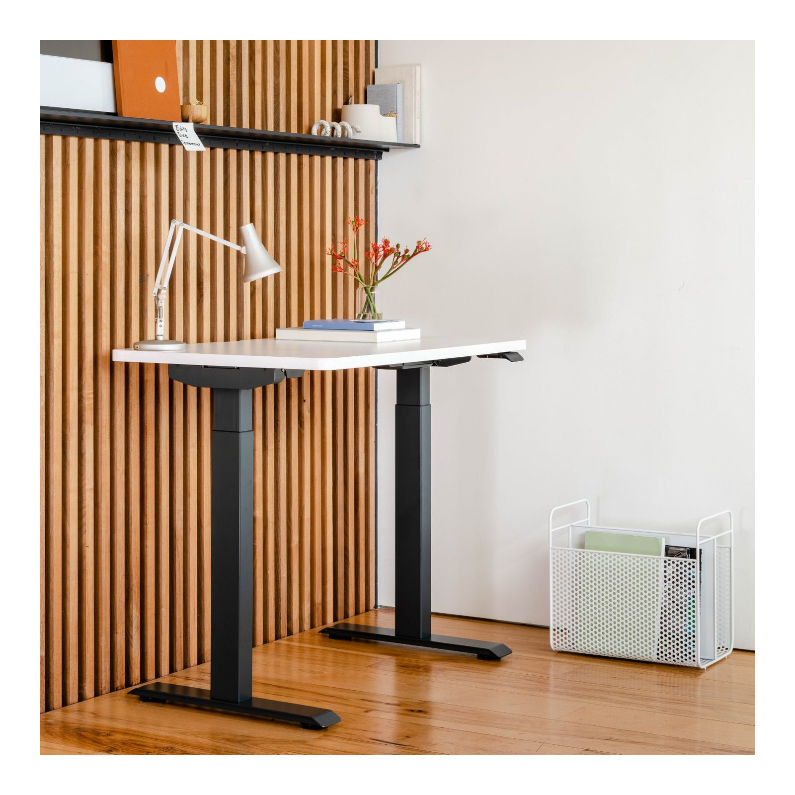 Duo Standing Desk, Charcoal, White, 47.3" H x 48" W x 24" D
