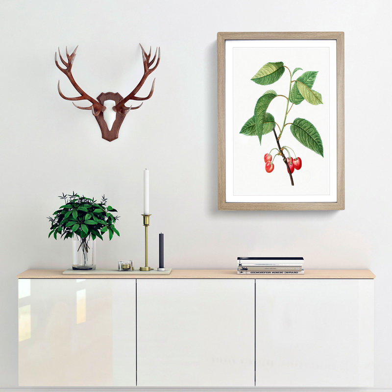 Cherry Tree by Pierre-Joseph Redoute - Picture Frame Painting Print, Oak Framed, 48cm H x 36cm W x 2cm D