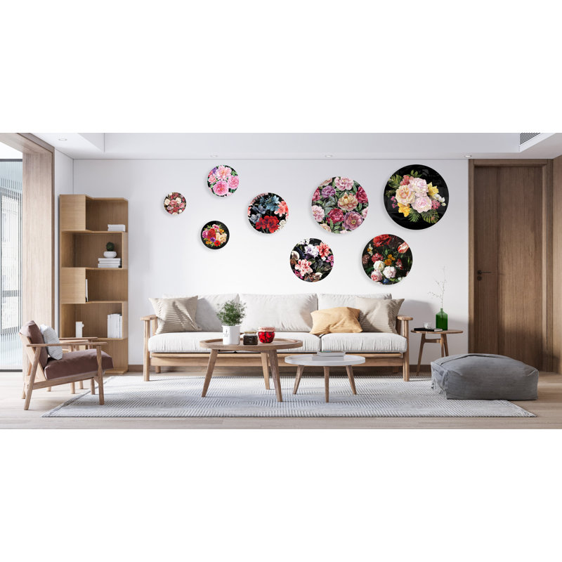 «Vintage Floral Circles Modern», ensemble de 8 pièces d'art audacieuses sans cadre