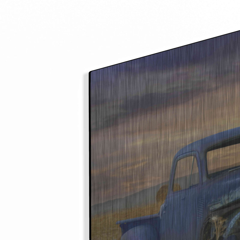 «Old Chevy with Windmill» par Lori Deiter, art mural en métal, H 24 po x l 36 po