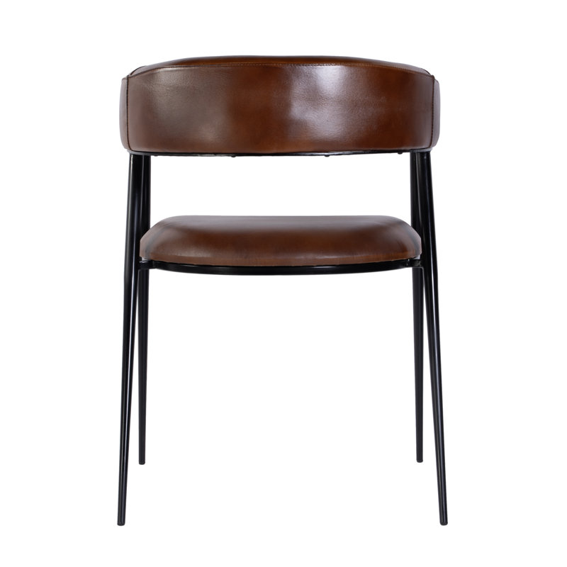Dallas 19.5" Seat Height Leather and Iron Dining Chair