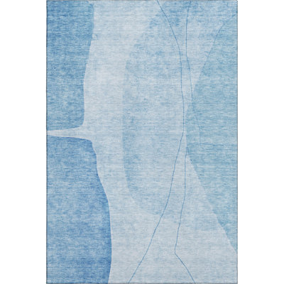 Premium Machine Washable Prisco Blue Rug
