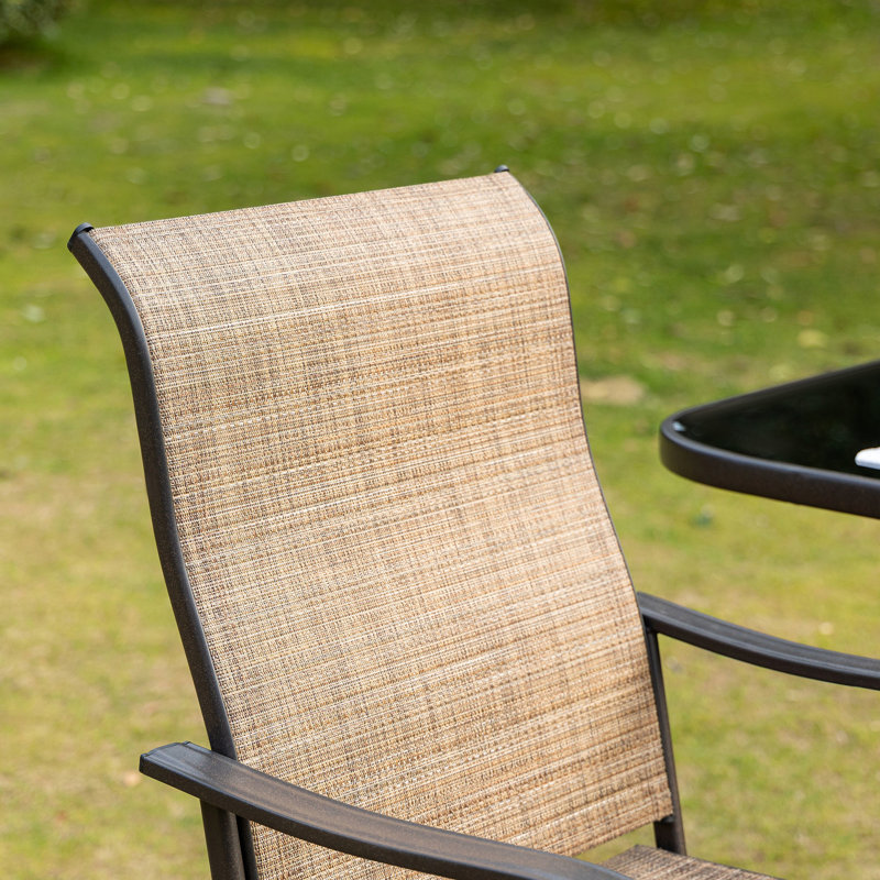 2Pcs Backyard Patio Chairs With And Swivel, Brown Steel Frame For Outdoor Poolside, Balcony, Swivel ,