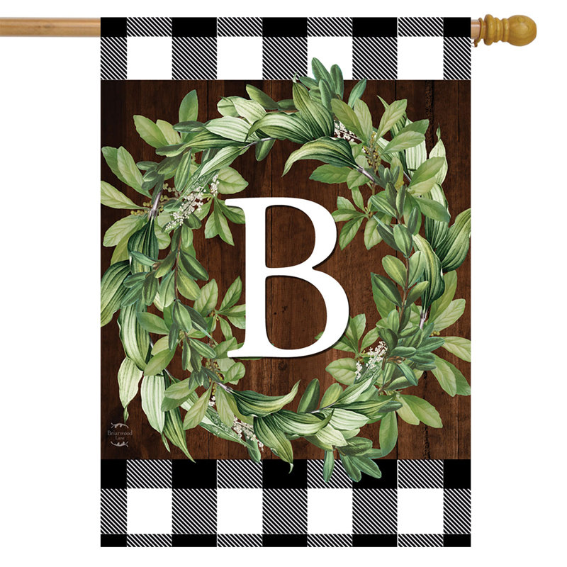 Wreath Monogram Letter B House Flag