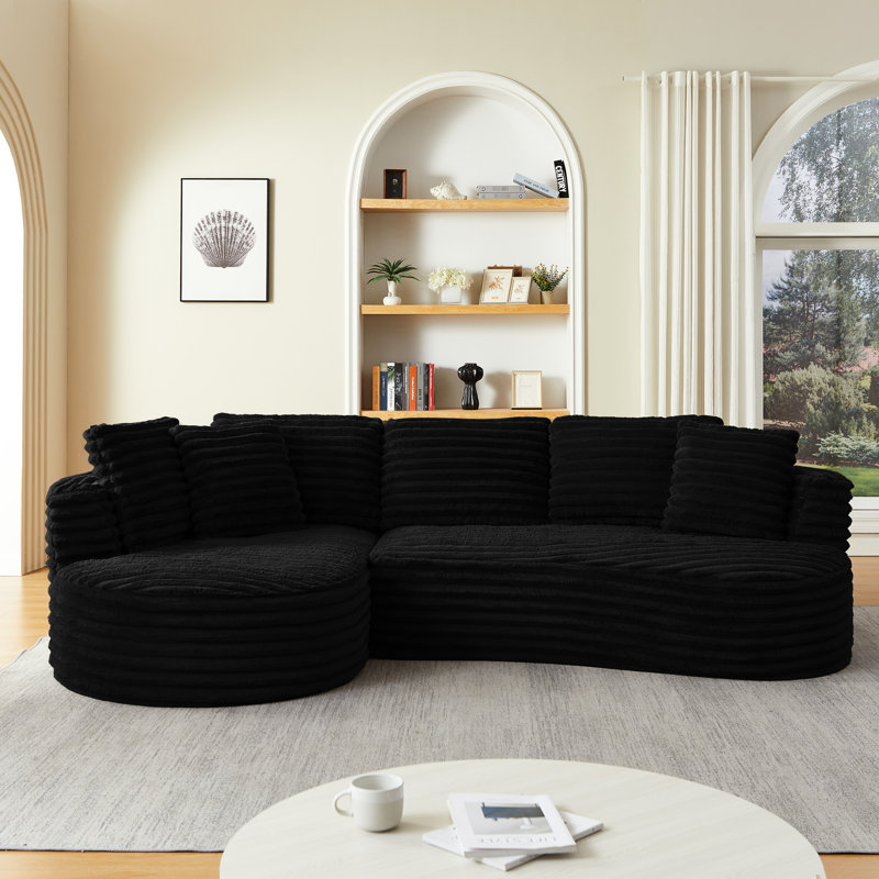 Courbe en forme de L, canapé-lit modulaire de luxe, matériau en velours côtelé, surface, éponge et ressorts ensachés, canapé-lit moderne surdimensionné sans assemblage, 4 sièges, tissu, design,