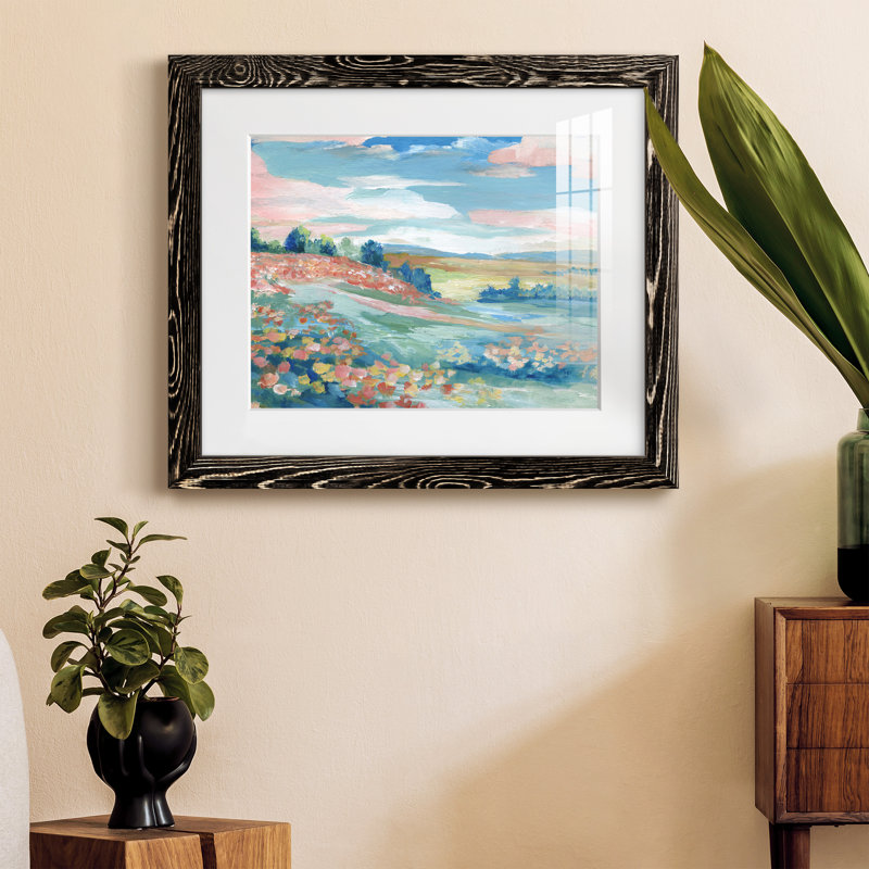 Vue pastorale - Peinture encadrée, H 20 po x l 17 po x P 1,5 po, Cadre noir