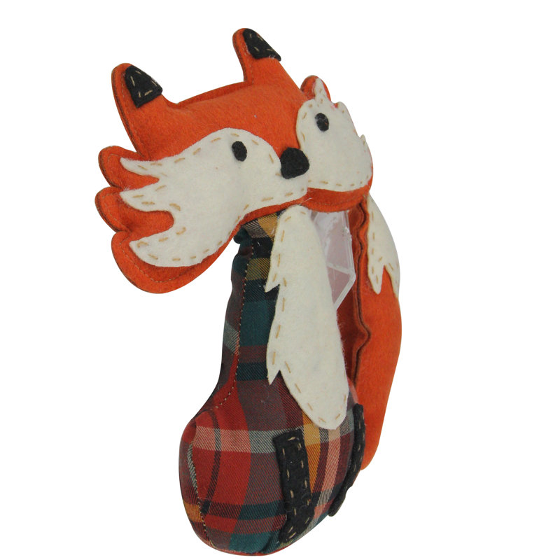 Décoration de table renard assis en peluche 9,5 po orange et blanc crème