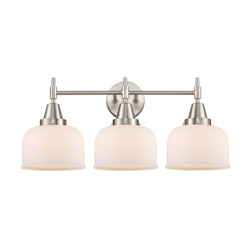 Éclairage pour meuble-lavabo à 3 lumières à intensité variable Gayle, Nickel satiné, Ampoule DEL rétro 4 watts, Blanc mat