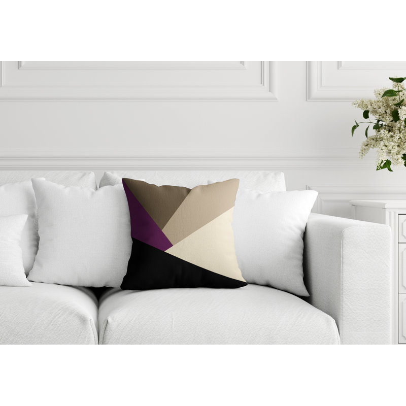 Coussin décoratif intérieur / extérieur Isla, L 17 po x H 17 po, Mauve / géométrique 2