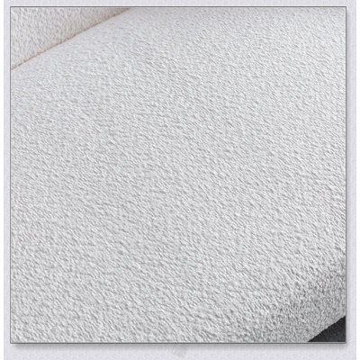 Minimalist Curved 3-Seater Sofa With White Boucle Fleece Upholstery, Perfect For Modern And Traditional Spaces