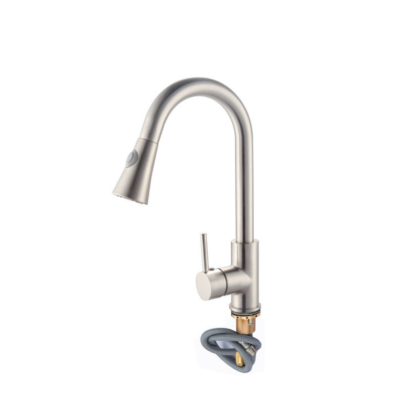 Pull Down Single Handle  Kitchen sink Faucet in Brushed Nickel, Brushed Nickel