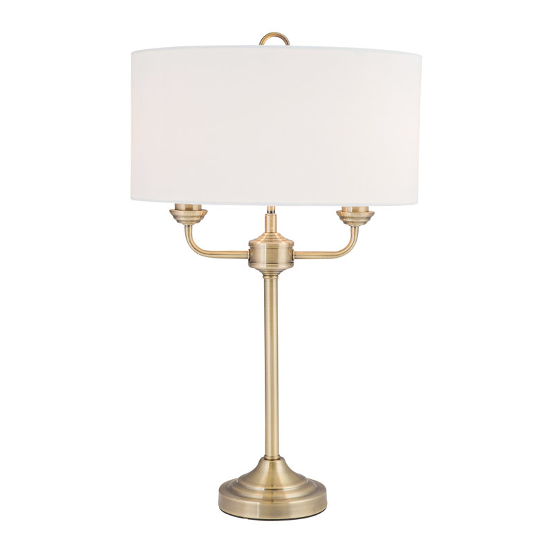 Assante Metal Buffet Lamp, Antique Brass, Cream