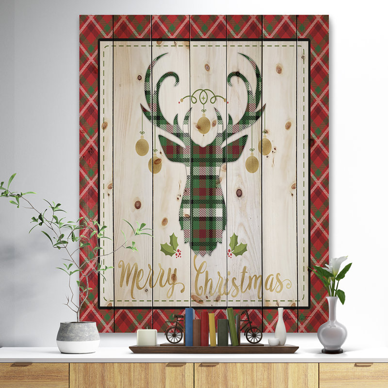 « christmas voeu composition on écossais », impression, H 20 po x l 15 po x P 1po, Bois